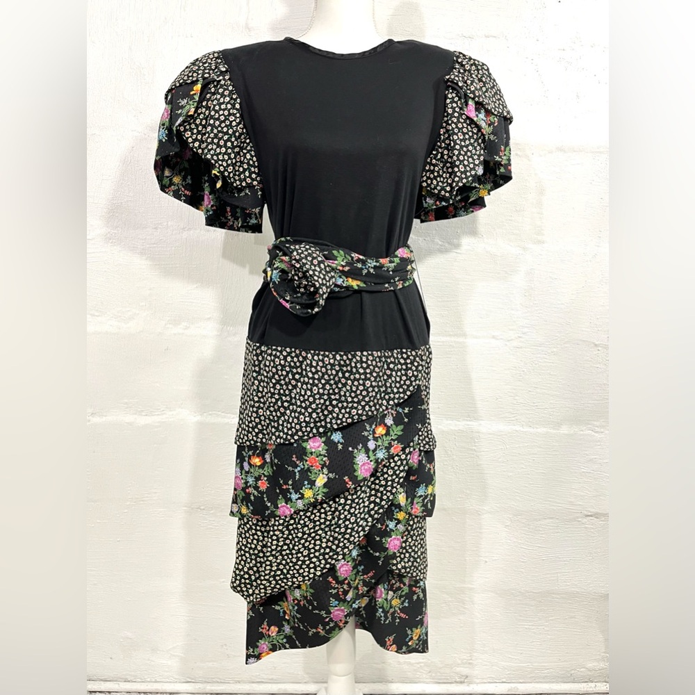 VINTAGE LORRIE KABALA TIERED DROP WAIST PEASANT DRESS (a522)